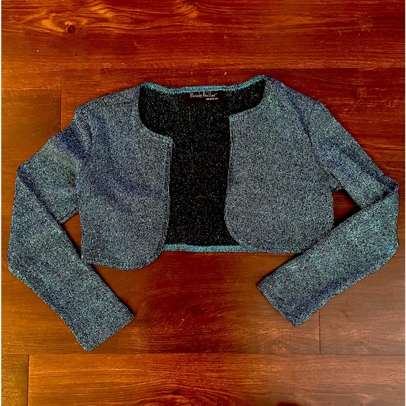 90s Nicole Miller Mini Cardigan Vintage Metallic Knit Cropped Sweater - Picture 6 of 10